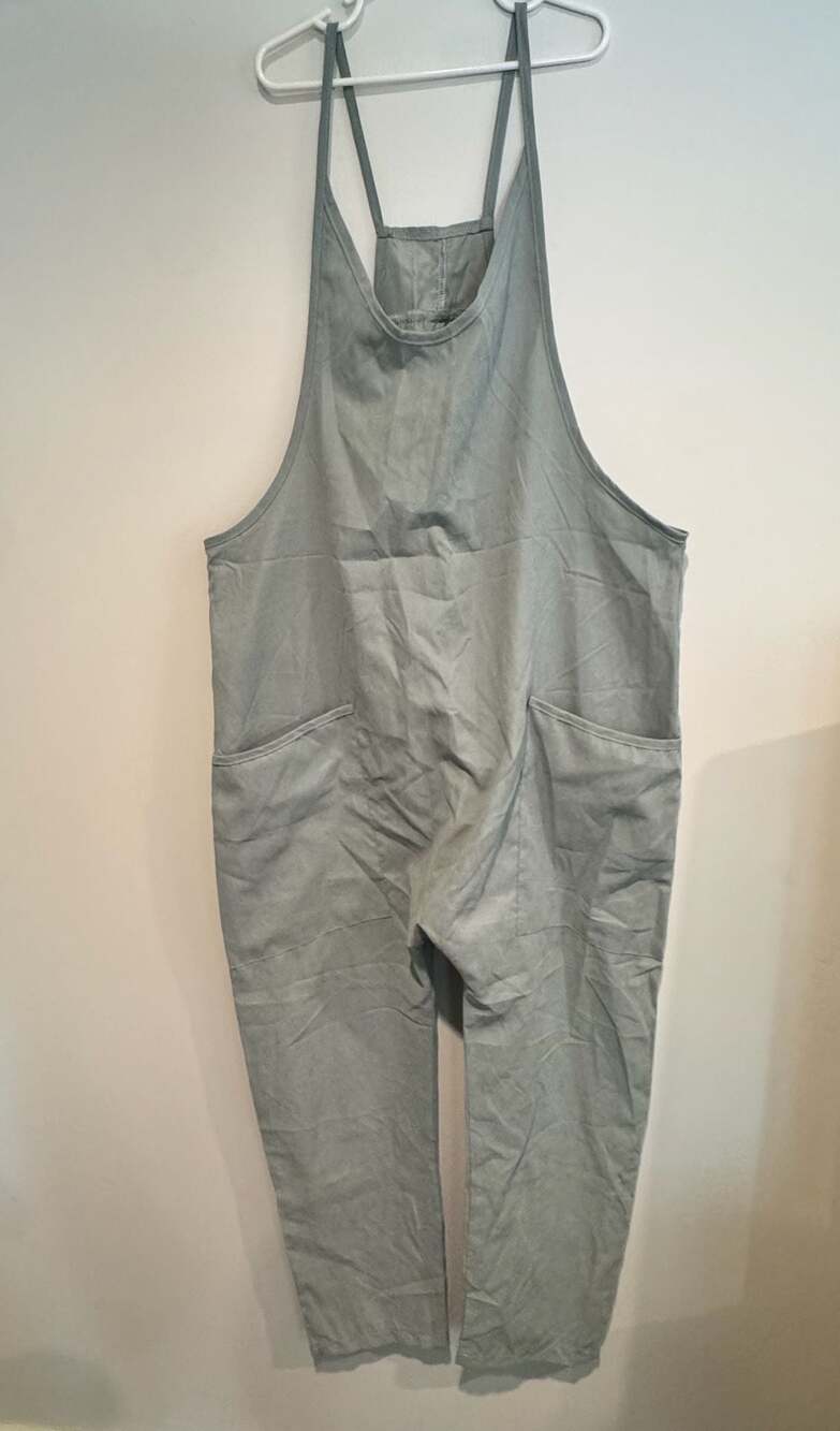 Casual Green Sleeveless Spaghetti Strap Ballon leg Jumpsuit side/back Pocket